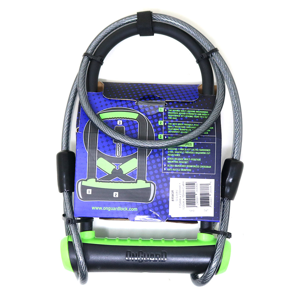Candado OnGuard Llave U-Lock NS Cable 115x230mm Verde