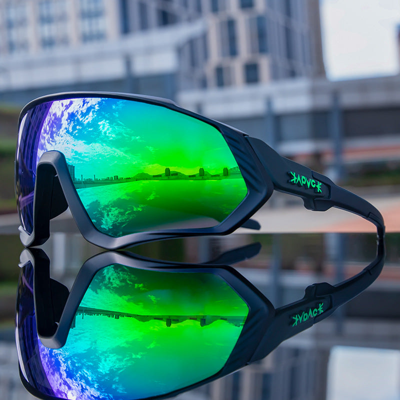 Lentes Kapvoe Polarizado Marco Negro Mica Verde Azulada