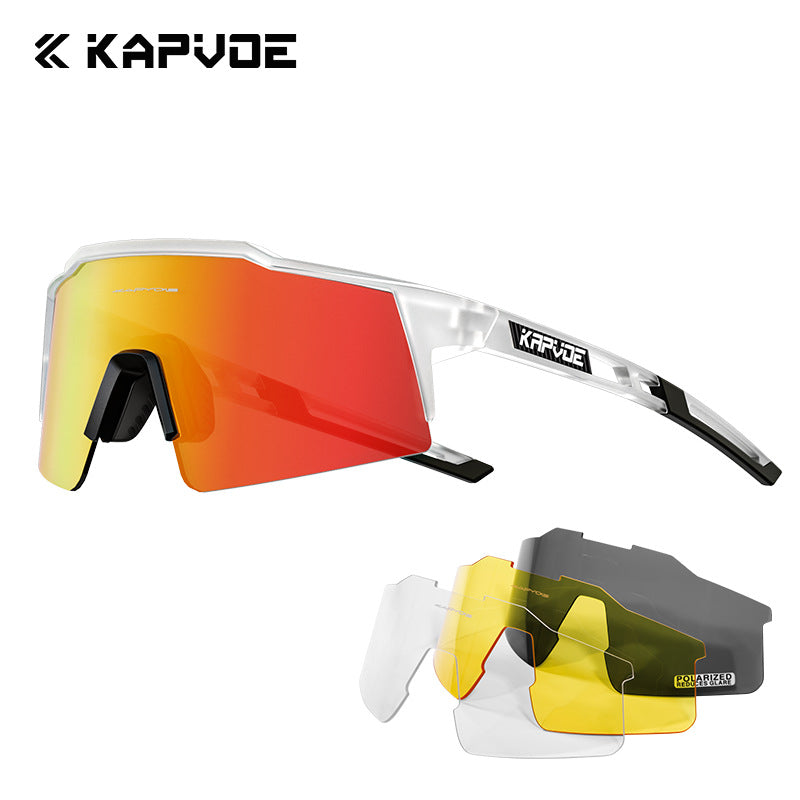 Lentes Kapvoe Polarizados Marco Blanco Transp Mica Roja