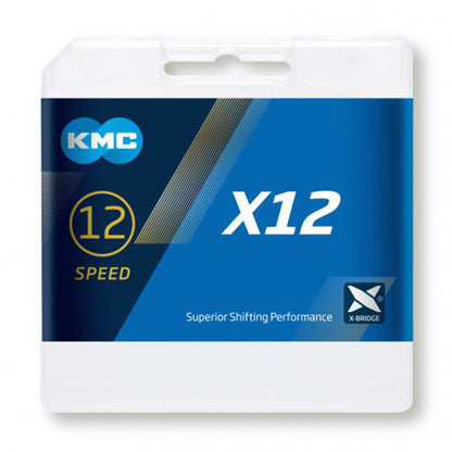 Cadena KMC X12 1/2x11/128" 12V 126L Plateado