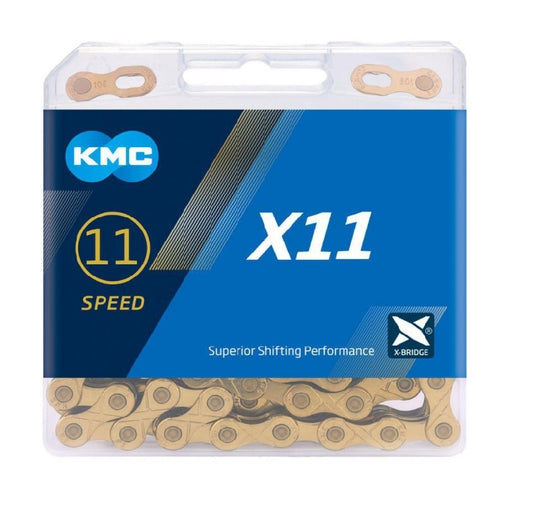 Cadena KMC X11 11v 1/2x11/128 Dorada